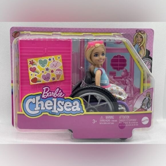 Mattel Barbie Chelsea Doll & Wheelchair Blonde hair Sunglasses ramp Kids Doll - Picture 1 of 7